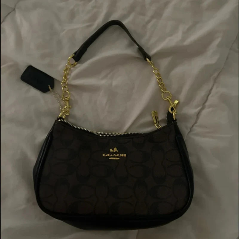 Women's Chain Bags Pvc Geometric Print Handbag Shoulder Crossbody Bag Women's Underarm Bag Suitable For Daily Outfit Matching