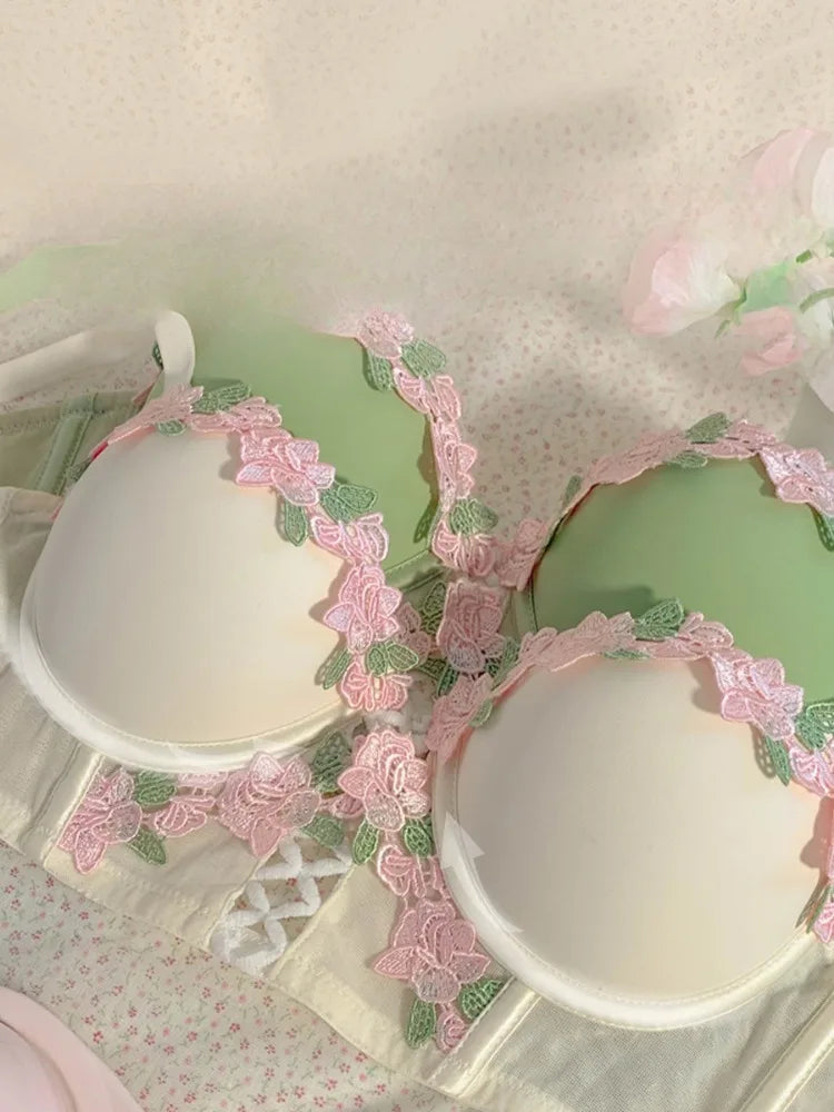 MOYISU Light Luxury Japanese Sweet Push-Up Bralette for Small Chest Women, Summer Thin Sexy Lingerie Pure Desire Underwear