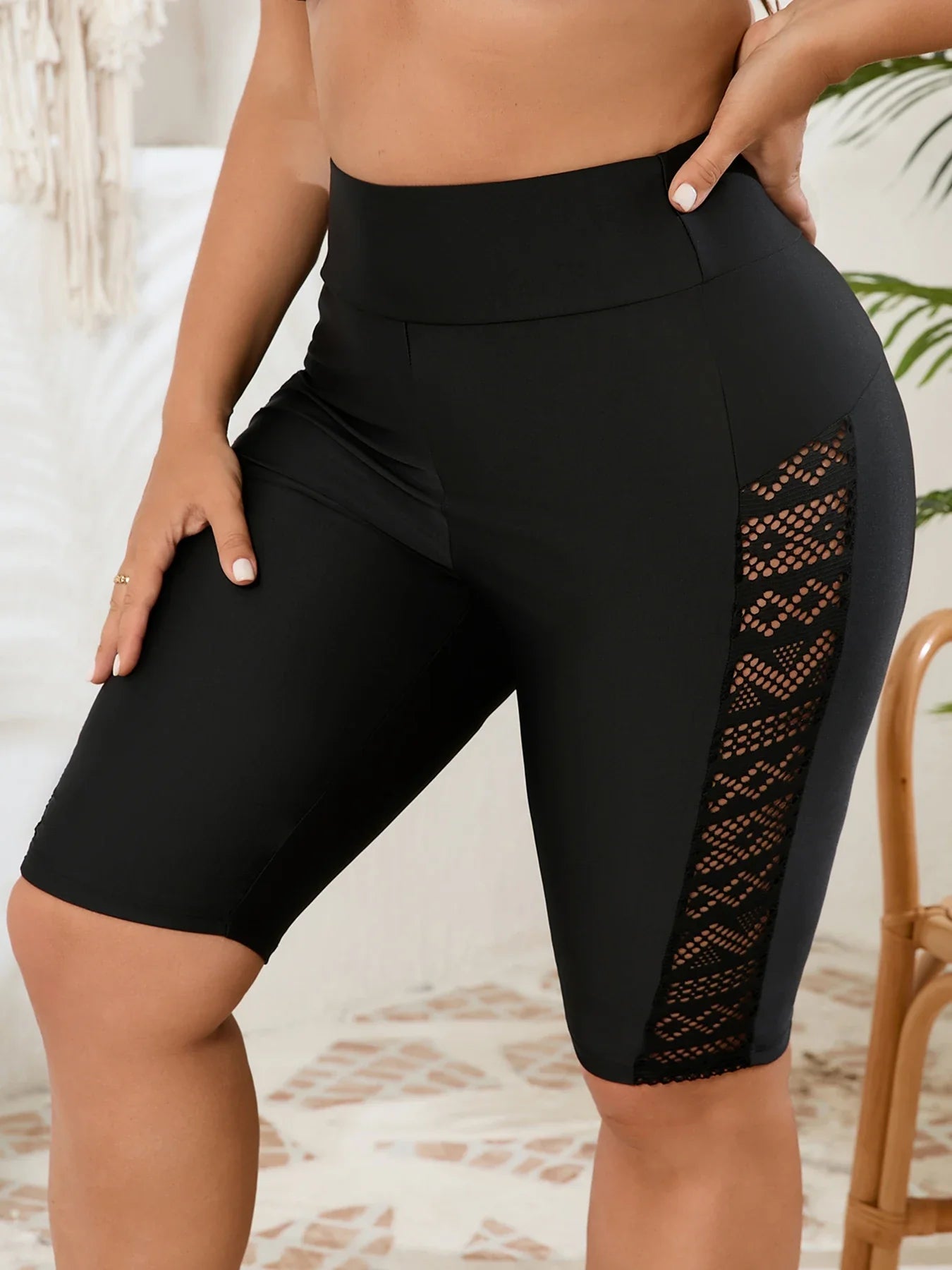 2026 Black High Waist Plus Large Big Size Swimsuit Female Only Pants Long Knees Swimwear Women Solid Swimming Shorts Swim 5XL