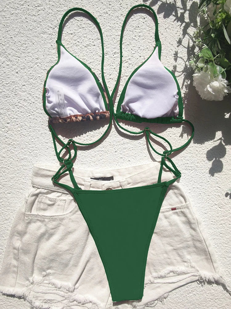 Sexy Extreme Mini Micro String Women Swimwear One Piece Swimsuit Female Cross Backless Monokini High Cut Bathing Suit Swim Lady