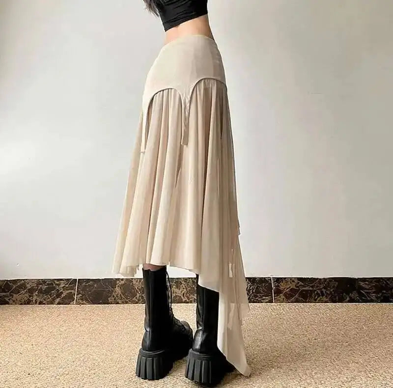 Sexy Irregular Y2K Skirts Women Vintage American High Waist Slim Slit Long Skirt Casual Lady Streetwear Retro Summer Skirts XGM8