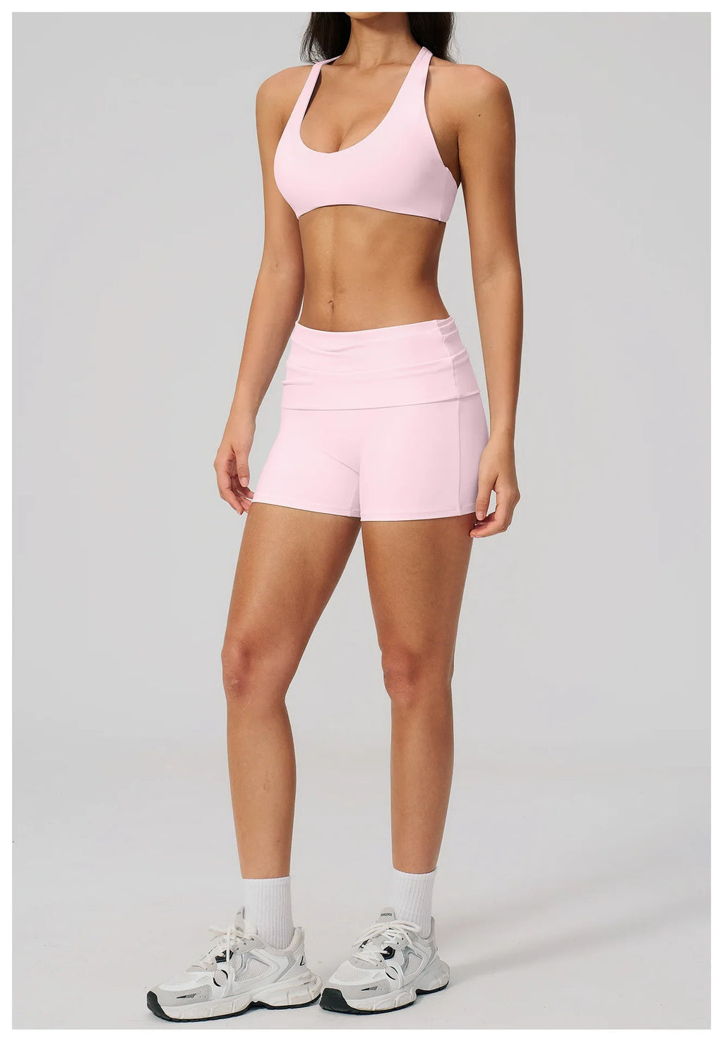 Women Two Piece Gym Yoga Sets Back Cross Sports Bra Pleate High Waist Short Fitness Suit Outdoor Running Camisole Tops Outfits