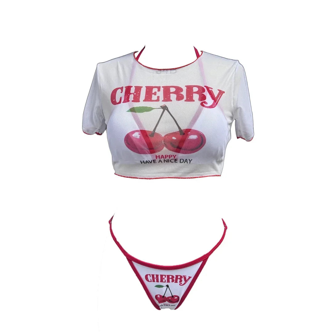 S -XL 13 Color Printed Three-piece Bikini set Short Sleeve Bikini Female Swimsuit Women Swimwear Bather Bathing Suit Swim V6854G