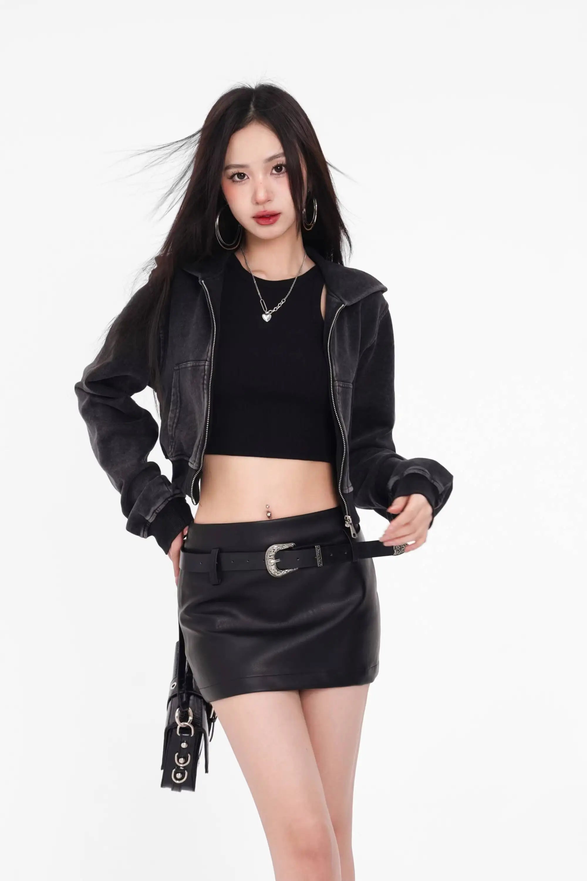 American A-line Half Length Skirt Spring/summer Small Spicy Girl High Waist Slim Fit Tight Sexy Shining Leather Short Skirt 3XQZ
