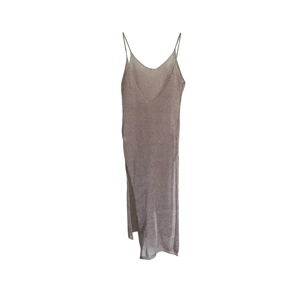 Sexy Sheer Net Mesh Knitted Glitter Tunic Beach Cover Up Cover-ups Long Beach Dress Beach Wear Beachwear Female Women Robe V651