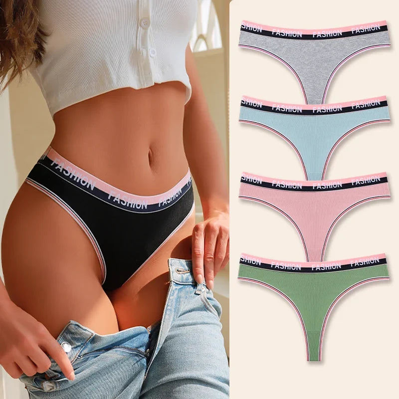 4Pcs Women's Seamless Cotton Briefs Intimates Sexy Panties Solid Color Breathable Underwear Female Low Waist Soft Lingerie S-XL