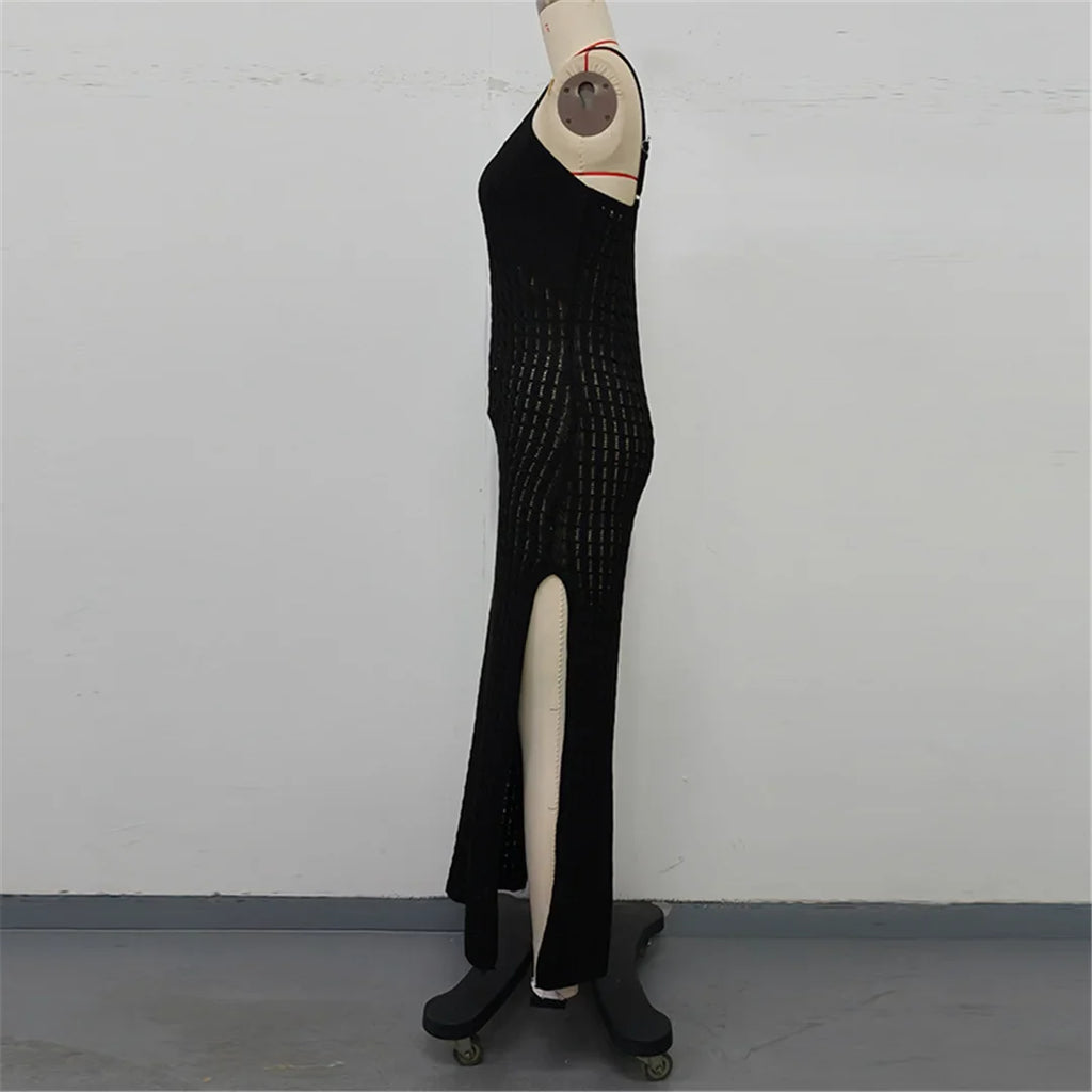 V Neck Sleeveless Hollow Out Crochet Knitted Tunic Beach Cover Up Cover-ups Beach Dress Beach Wear Beachwear Female Women V7212