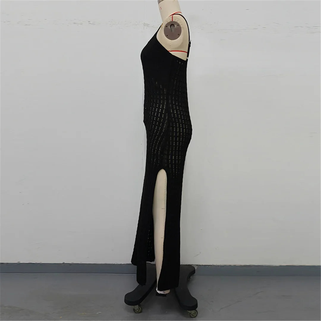 V Neck Sleeveless Hollow Out Crochet Knitted Tunic Beach Cover Up Cover-ups Beach Dress Beach Wear Beachwear Female Women V7212