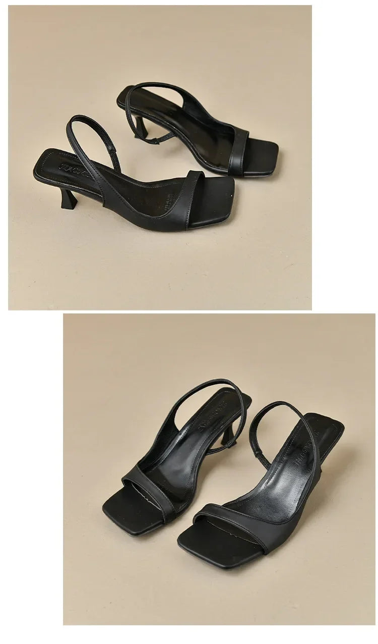 2026 New Women's Summer New Fashion Square Toe Simple Solid Color Sandals Outdoor Open Toe Casual Banquet Party Women's Sandals