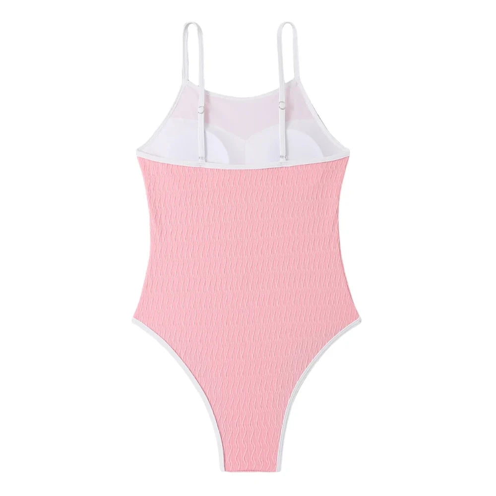 2026 One Piece Swimsuit Solid High Cut Swimwear Women Bathing Suit Female Swimming Summer Beachwear Bodysuit