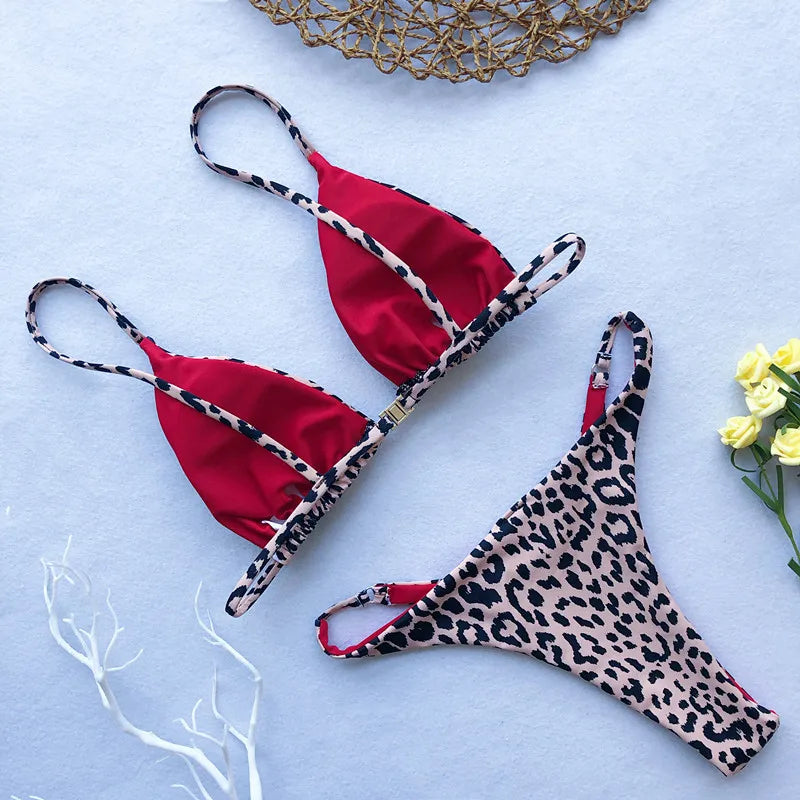 DEKA Leopard Mini Micro Bikini Set Printed Halter Swimwear Women Brazilian Female Swimsuit Two-piece Bather Bathing Suit Swim