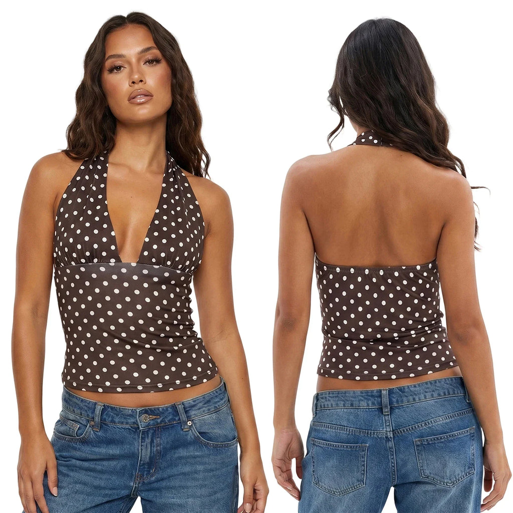 Women's Halter Tops Striped V Neck Sleeveless Open Back Slim Fit Vest Summer Party Daily Casual Wear Street Tank Tops