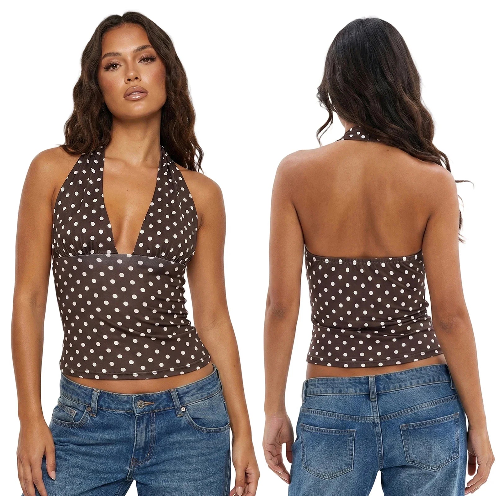 Women's Halter Tops Striped V Neck Sleeveless Open Back Slim Fit Vest Summer Party Daily Casual Wear Street Tank Tops