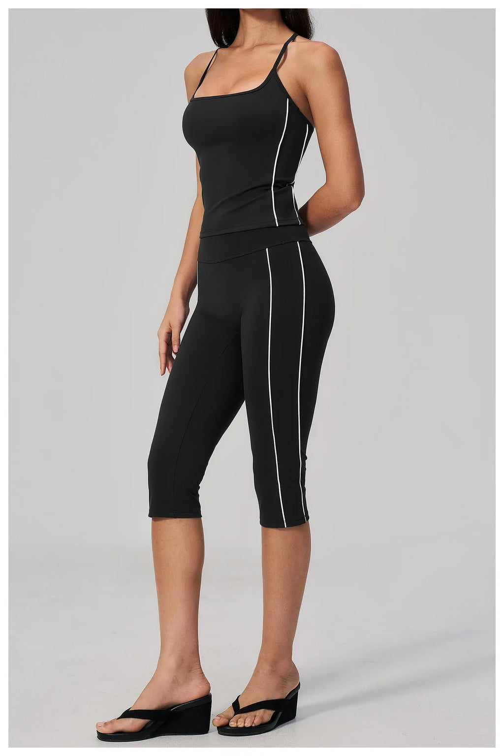 Women's 2 Piece Yoga Set Summer Brushed Color-Block Slim Sports Tank Top High Waist Pants Gym Running Fitness Suits Tracksuit