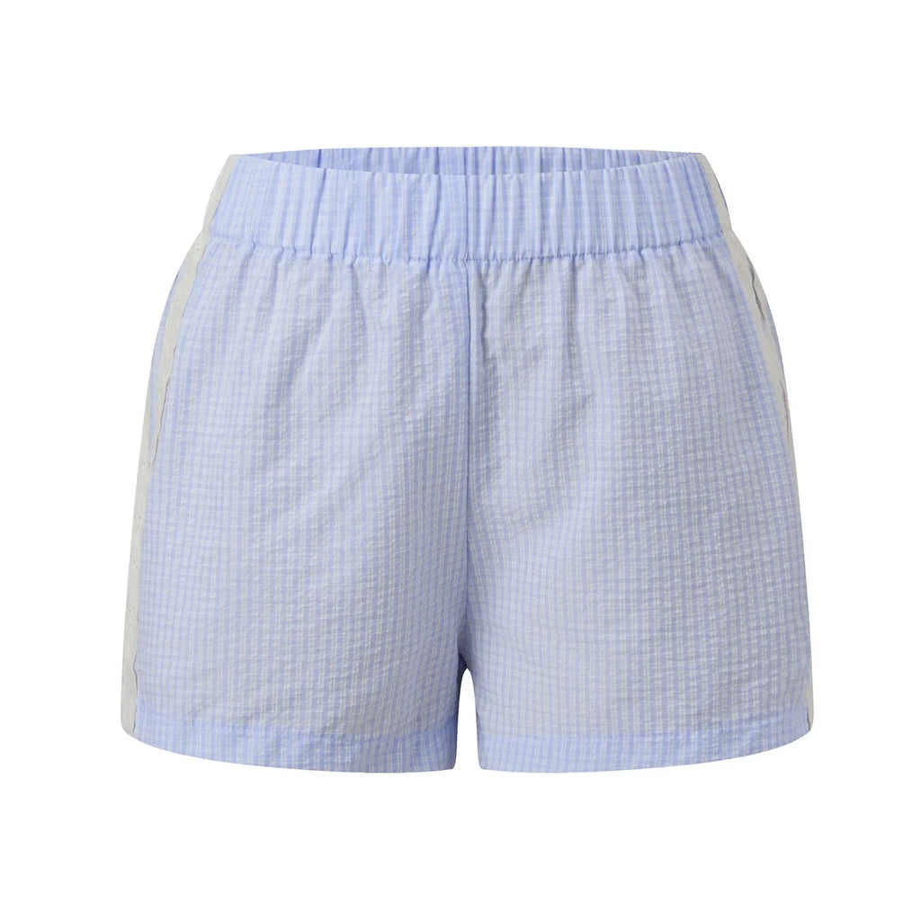 Women's Loose Shorts Elastic Waist Plaid Print Wide Leg Short Pants Summer Casual Daily Beach Athletic Wear