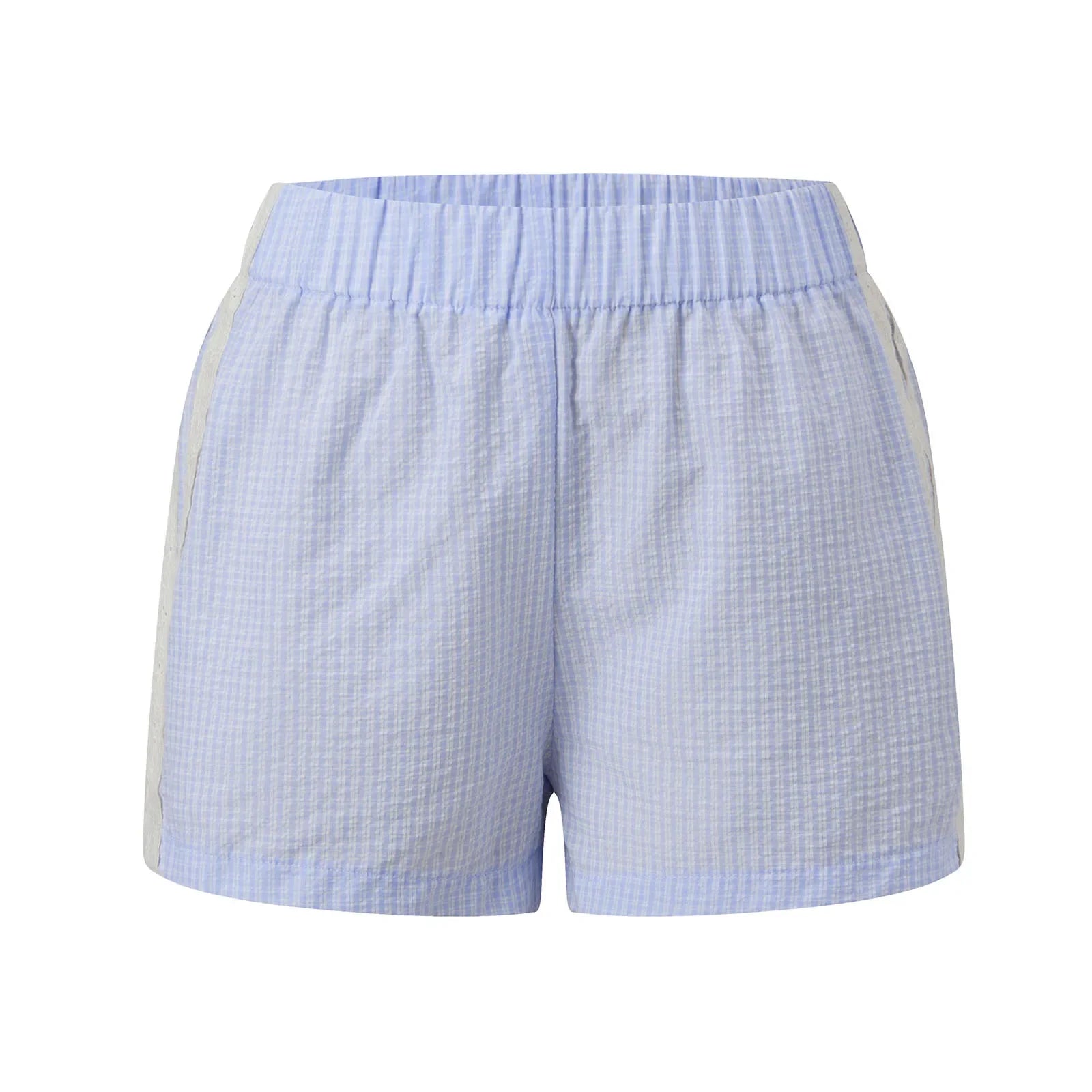 Women's Loose Shorts Elastic Waist Plaid Print Wide Leg Short Pants Summer Casual Daily Beach Athletic Wear