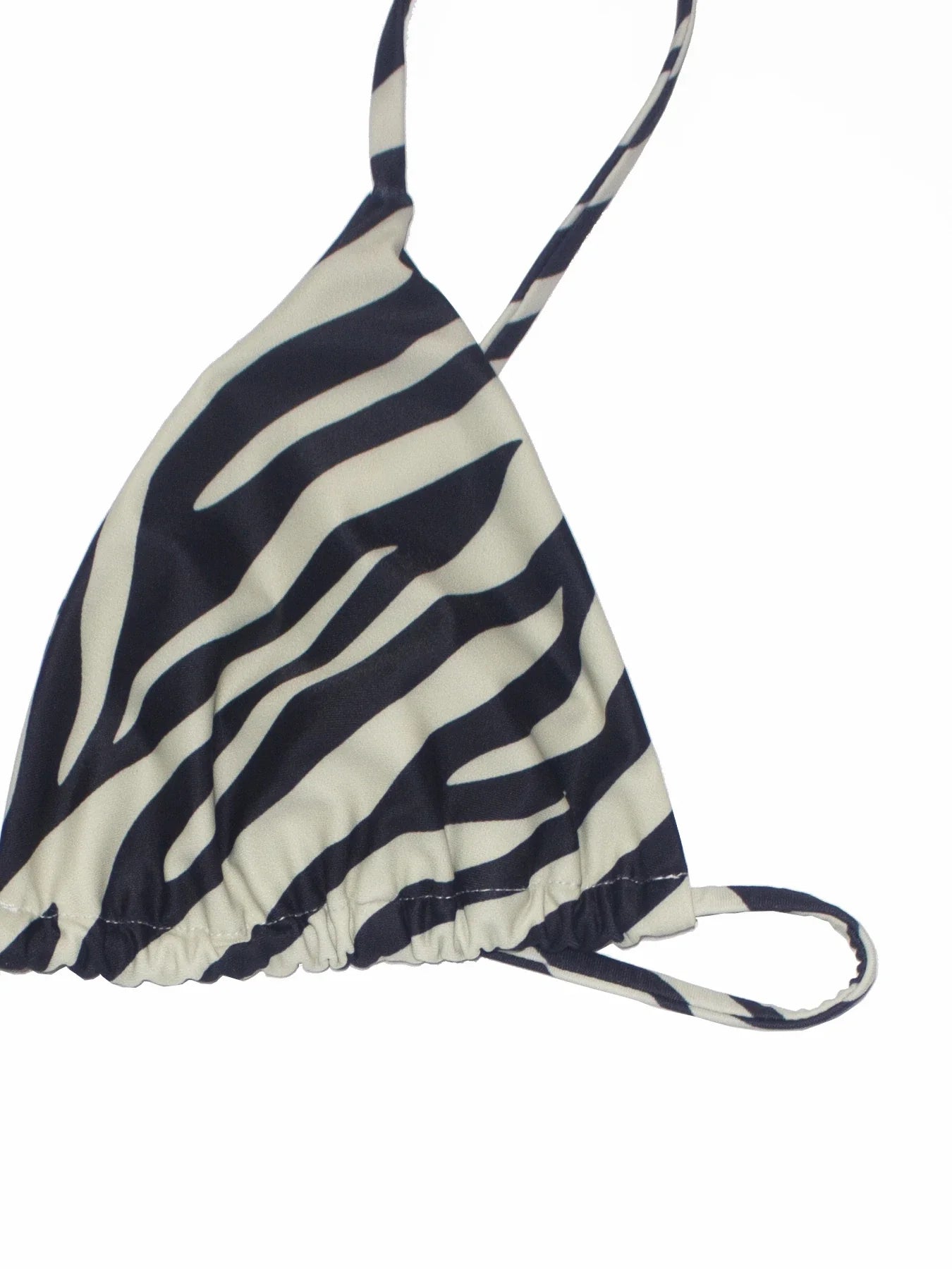 Women's Zebra Stripe Print Bikini Set Casual Sexy Backless Tie Swimwear Top Beach Vacation Two-Piece Swimsuit
