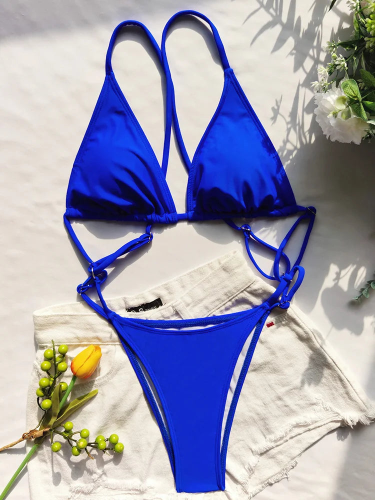 Sexy Extreme Mini Micro String Women Swimwear One Piece Swimsuit Female Cross Backless Monokini High Cut Bathing Suit Swim Lady