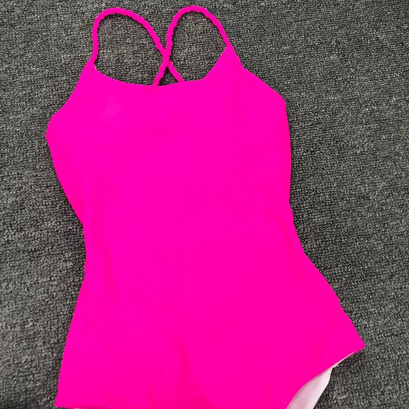 Criss Cross Backless Women Swimwear One Piece Swimsuit Female Monokini High Cut Leg Bather Bathing Suit Swim Beach Wear Lady