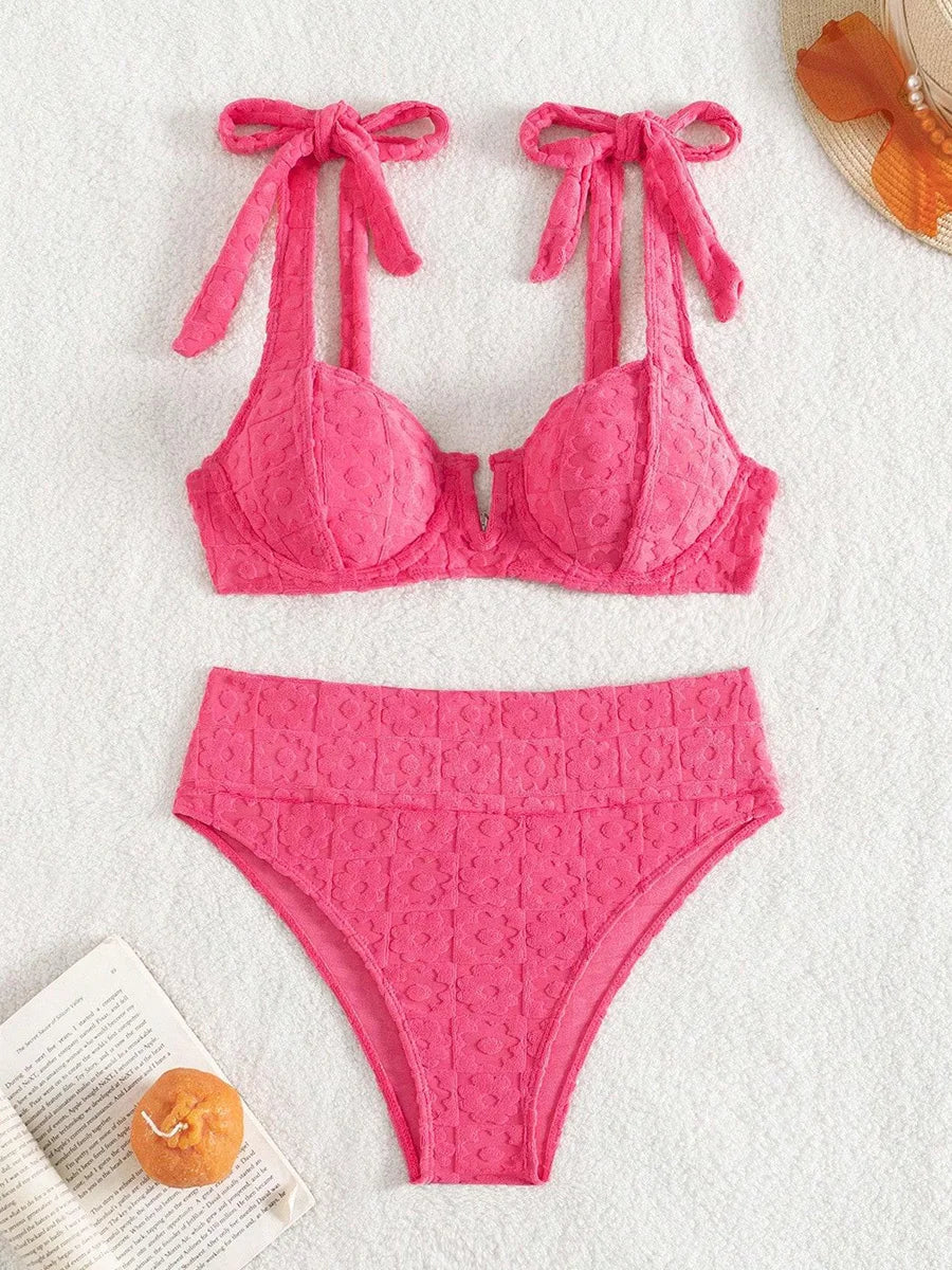 S - XL V Shaped Underwired High Waist Bikini Women Swimsuit Female Swimwear Two-pieces Bikini Set Bather Bathing Suit Swim Lady