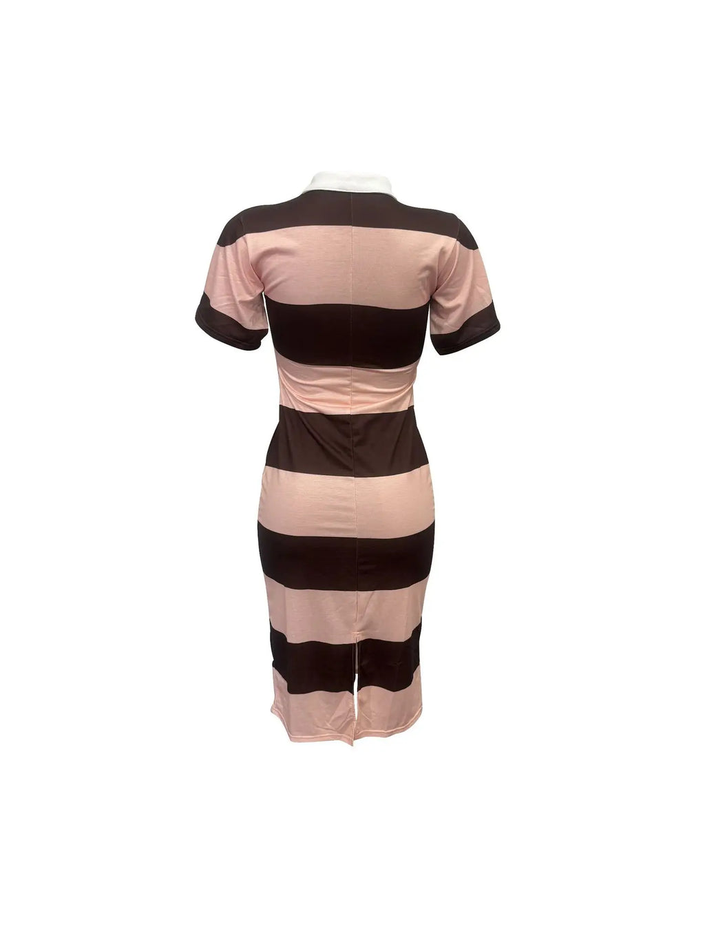 Summer women's fashionable lapel contrasting color slim fit slit dress