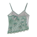 Women Sleeveless Spaghetti Strap Sheer Camisole Fashion Beaded Sequin Butterfly Cami Tops Summer Crop Tops