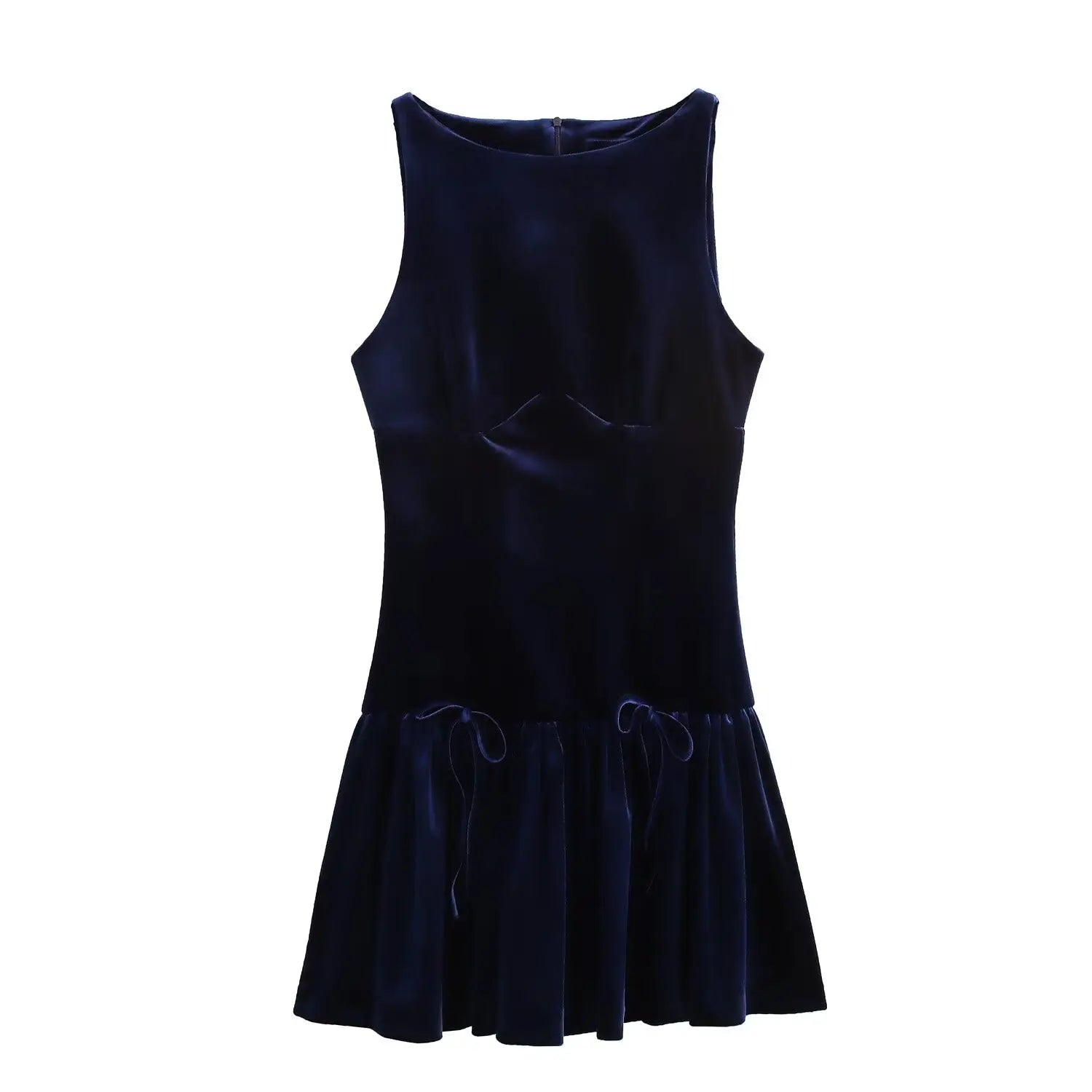 Foridol Bowknot Pleated Tank Short Dress for Women Sleeveless Casual Party Short Dress Female Casual Autumn Winter Dress