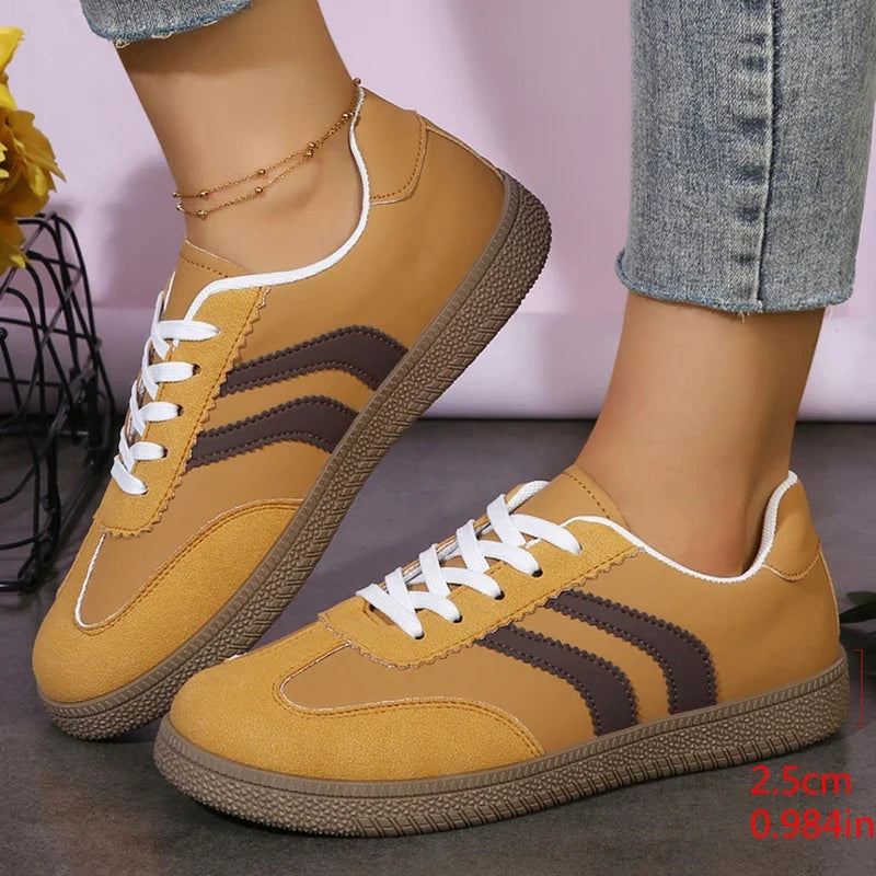 2026 Women's Flats Round Toe Lace-Up Platform German Training Shoes Women Comfy Plus Size 43 Non Slip Soft Sole Sneakers Woman
