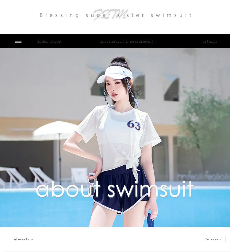New High-end Split Swimsuit with Sports Style and Flat Angle Pants for Slimming and Vacation Swimsuits Cross-border