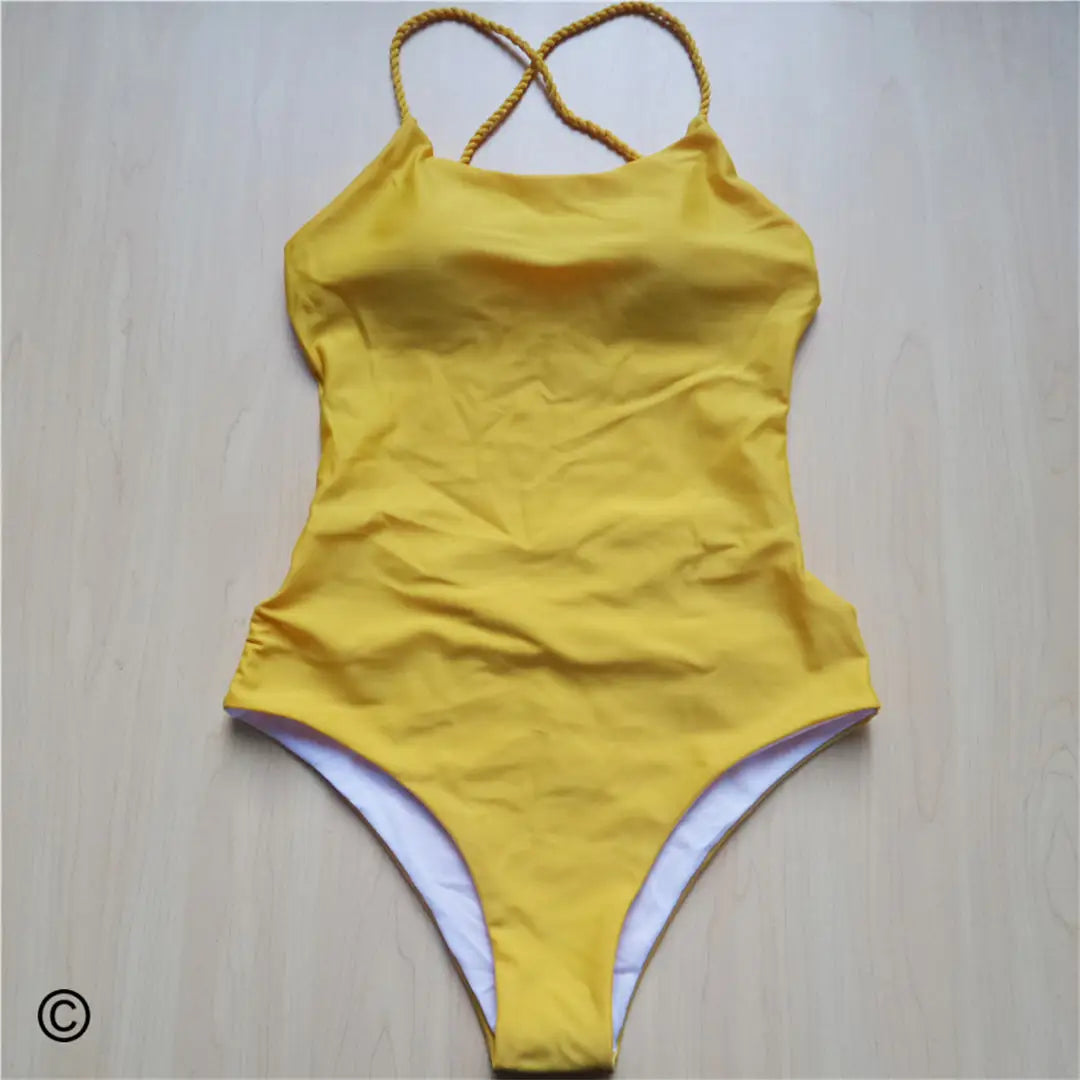 7 Colors 2025 Braided Strap Cross Back Sexy One Piece Swimsuit Women Swimwear Female Bather Bathing Suit Swim Lady V127