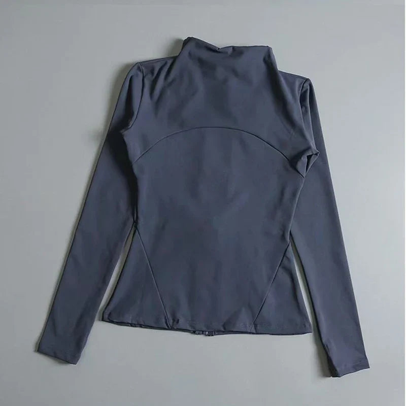 Women's Long-Sleeved Fleece Jacket Slimming Warm Coat for Yoga Pilates Fitness Running - Autumn Winter Sports Outerwear