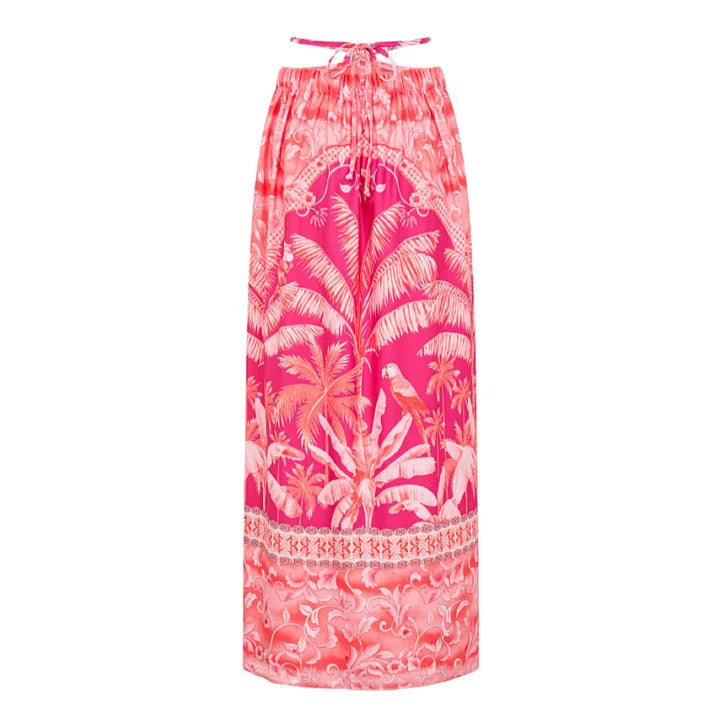 Retro One Piece Swimsuit with Skirt Shoulder Strappy Floral Print Women's Slimming Bathing Suit Beach Wear