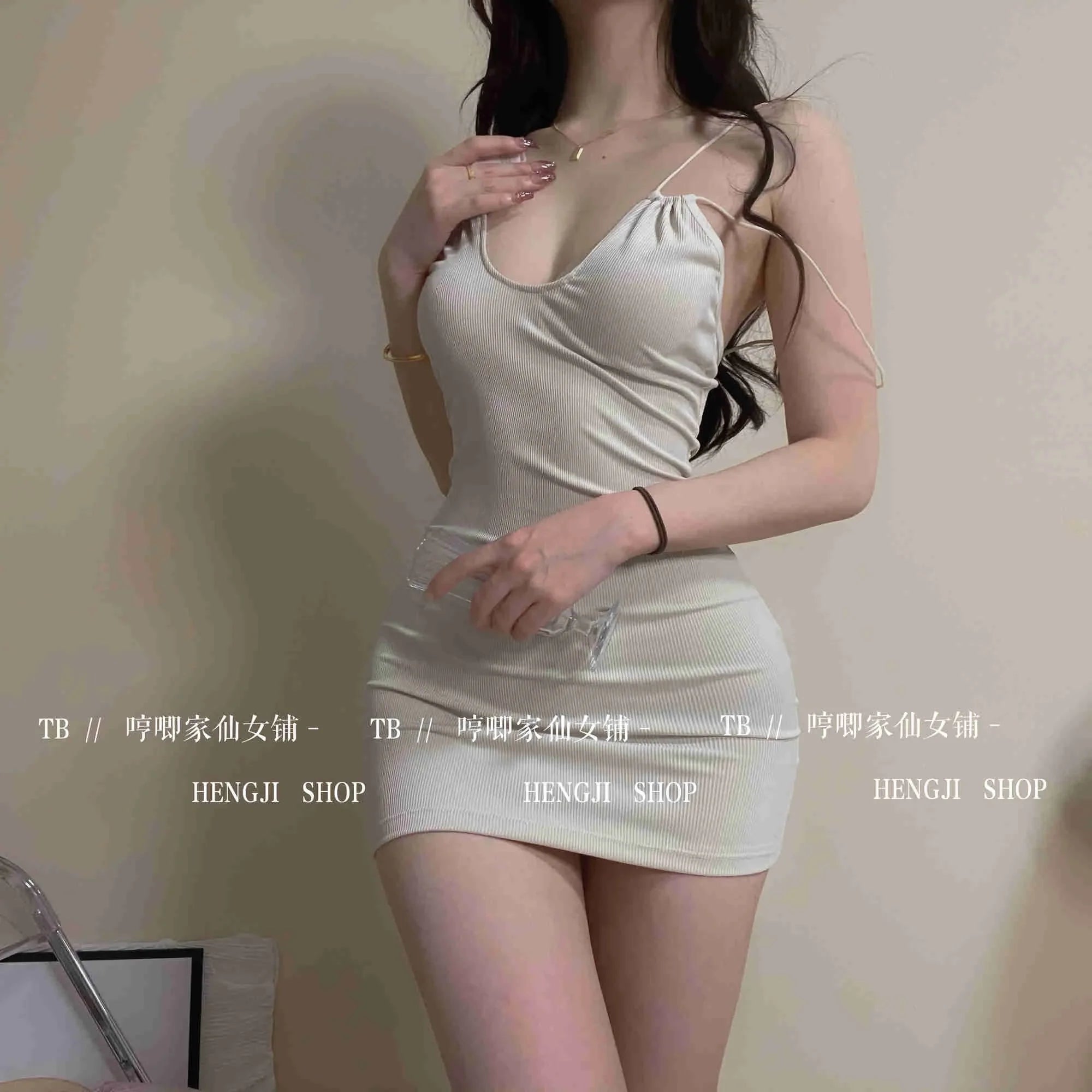 Slip Sweet Mini Dress Tank V Neck Babes Backless Bare Ass Cosplay House Fairy Sweet Korean Women Tops 2022 Summer P7M8