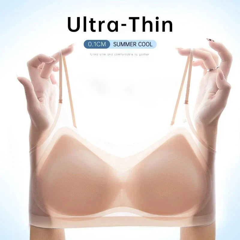 Summer Ice Silk Seamless Ultra-thin Ice Silk Bra Lifting Bra M-4XL Women's Sports Bra Wireless Underwear Air Cooling Brassier