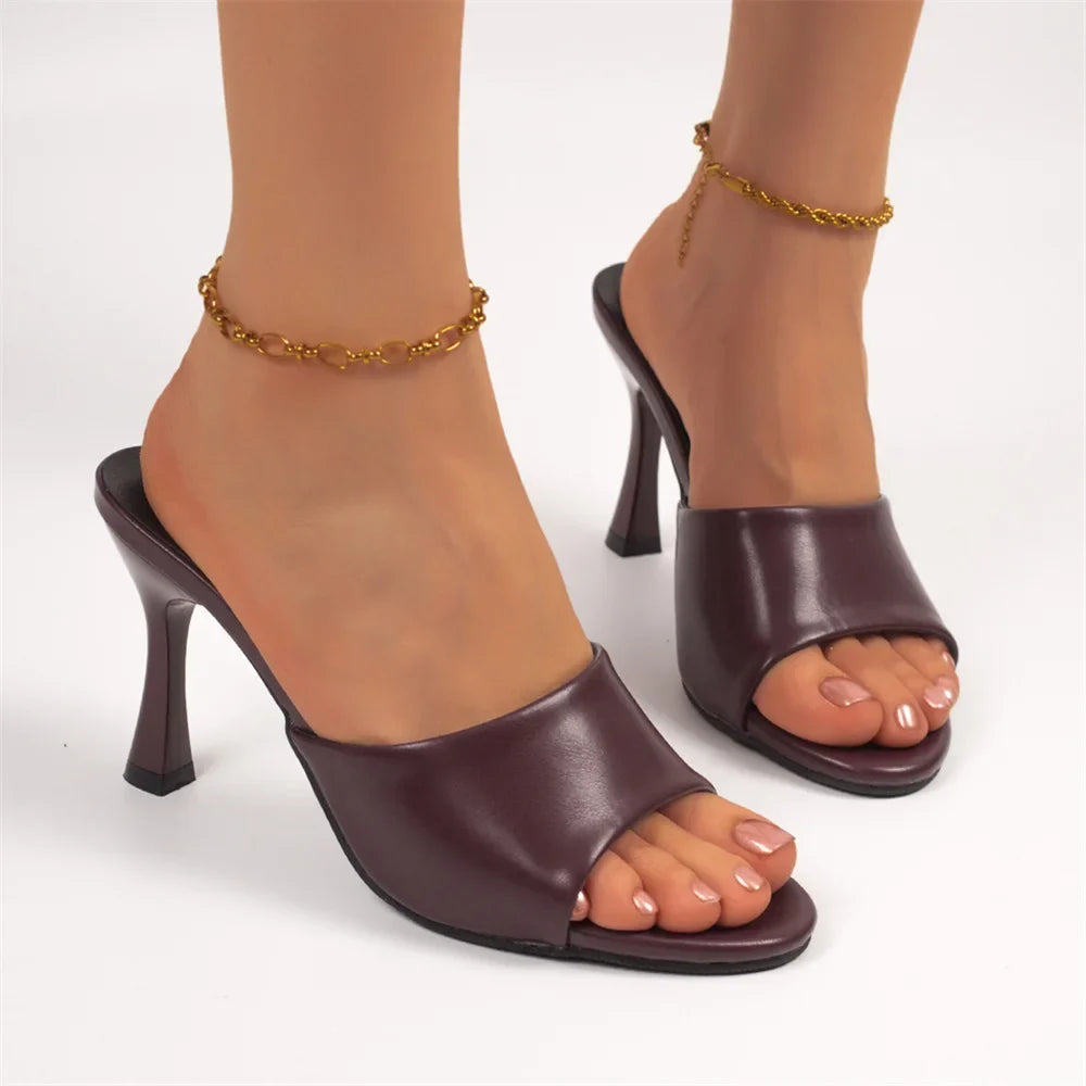 Big Size 42 Gold Sexy Slide Sandals Women Stiletto High Heel Party Slide Heels Backless High Heel Club Wedding Mules Shoes