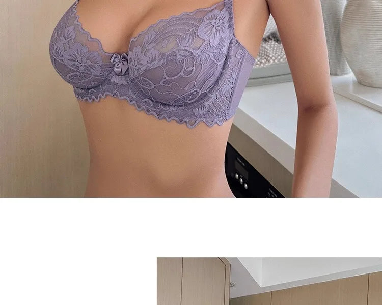 French Sexy Lace Bra for Small Boobs, Wirefree Bralette Ultra Thin, Light Support Traceless Bra Women White Lingerie Set MOYISU