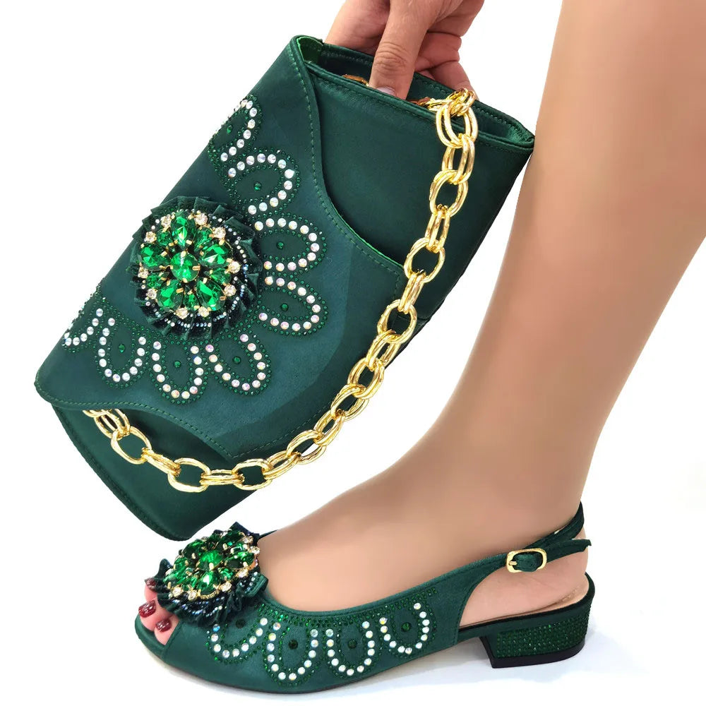 Doershow African fashion Italian Shoes And Bag Sets For Evening Party With Stones blue Italian Handbags Match Bags! HGR1-11