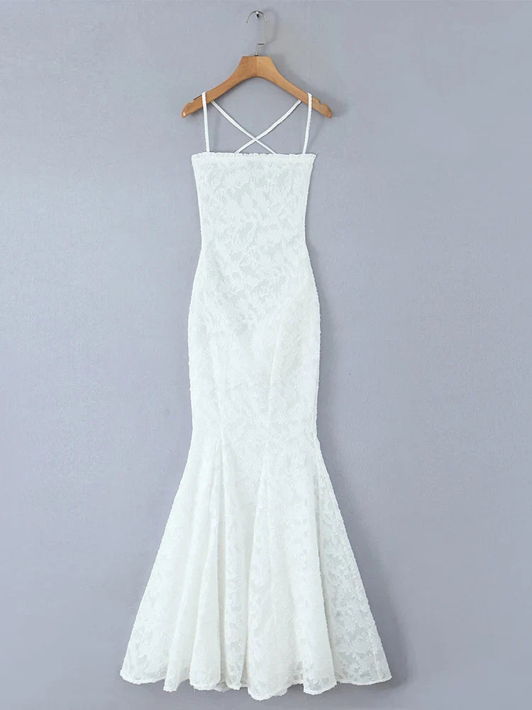 Backless Lace Up Trumpet White Party Dress Vestidos Para Mujer Sexy New in Long Dresses 2025 Spring Summer Elegant Sundress