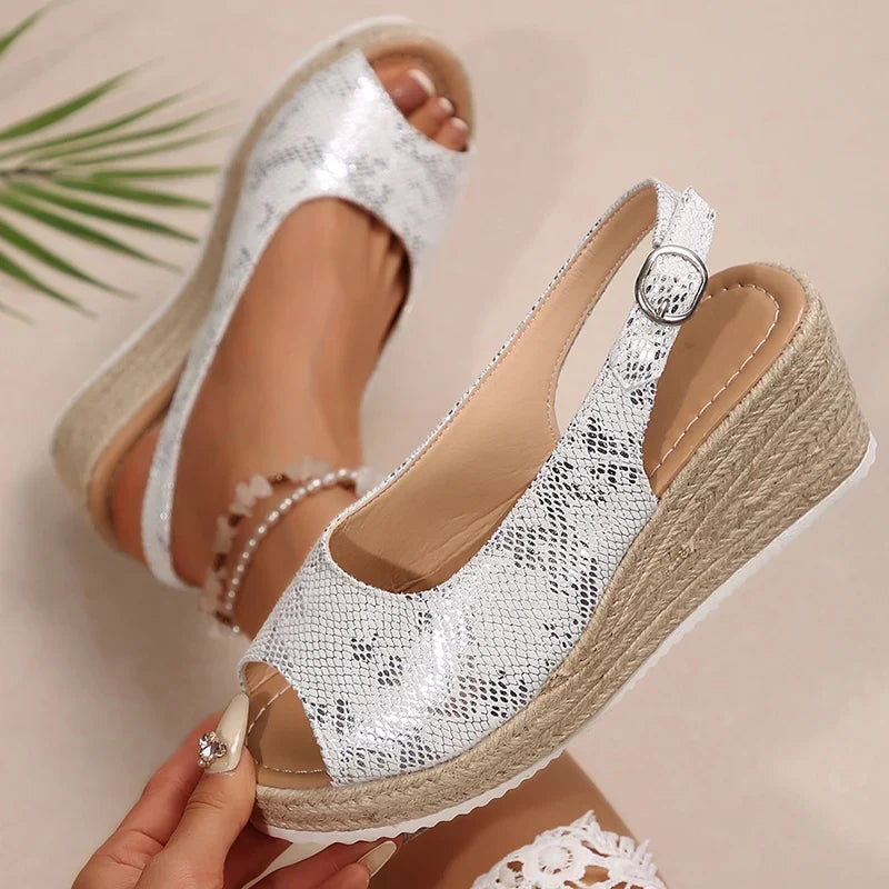 Lightweight Peep Toe Wedges Sandals Women 2026 Summer Back Strap Platdorm Sandles Woman Plus Size 43 Comfy Thick Sole Sandalias