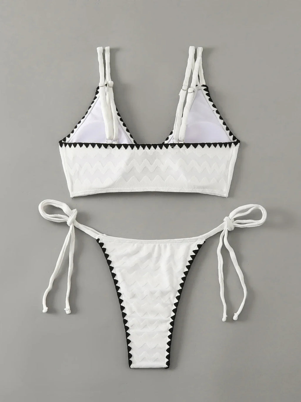 sexy white black patchwork bikinis two pieces wave pattern tie thong bathing suit bikini swimsuit Swimwear Biquini tankini