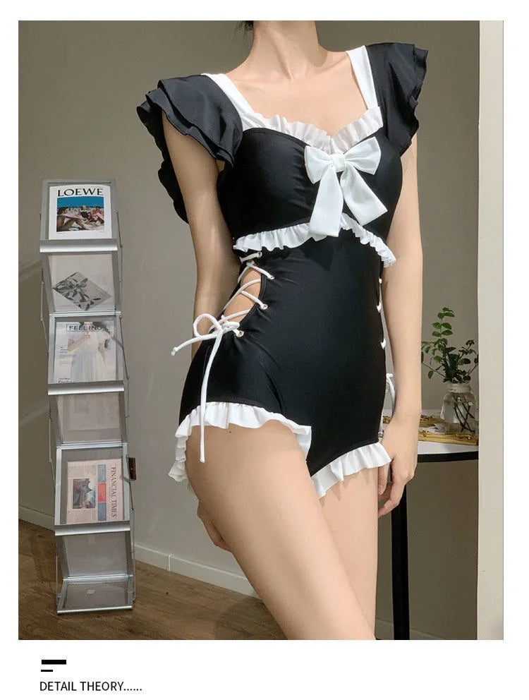 Female One-piece Swimsuit, Cute Girl, Conservative Coverage, Slimming Effect, Instagram Style New Vacation Hot Spring Swimsuit