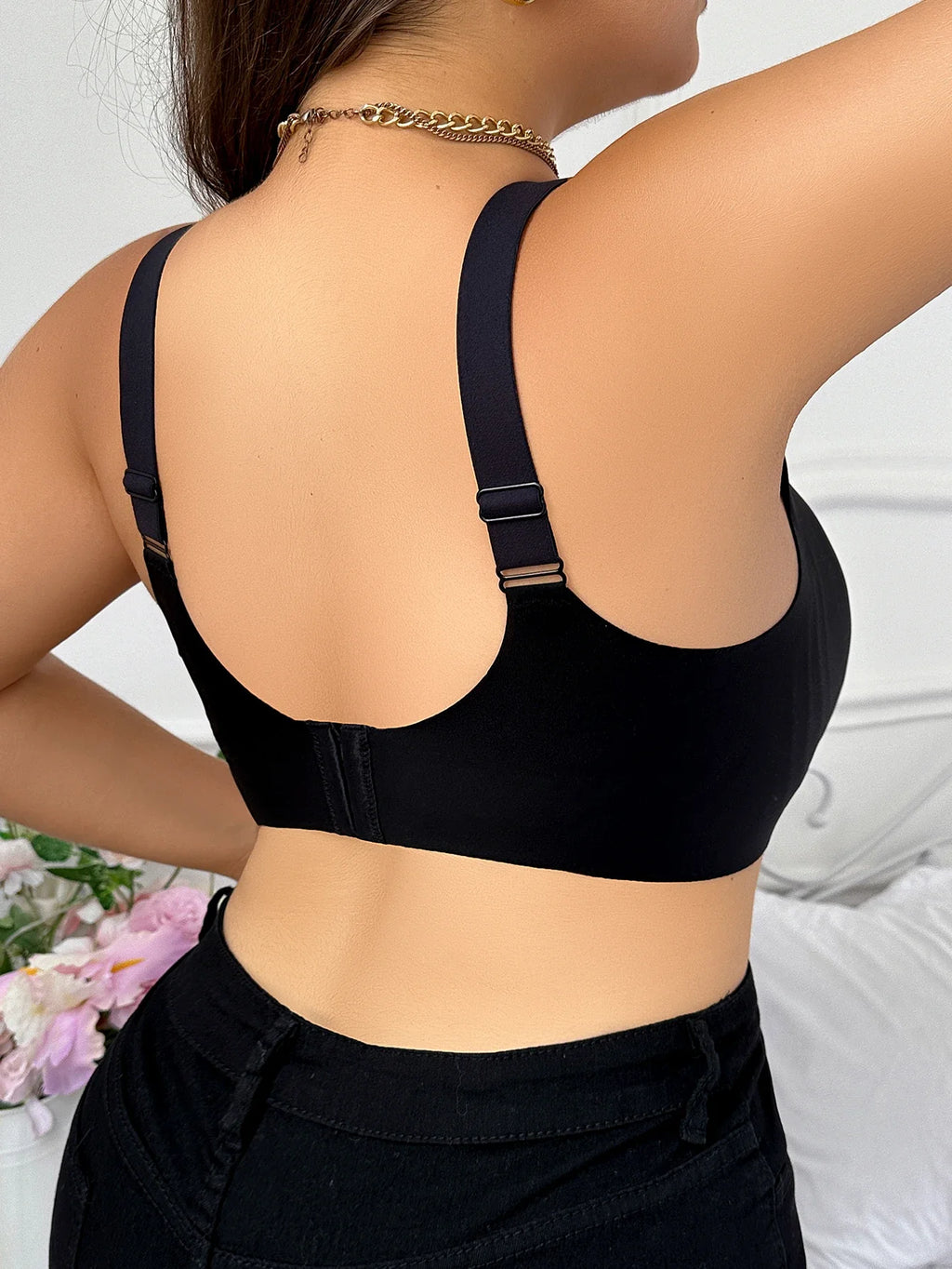 Women's sexy seamless steel rimless plus size bra gathered restrained push up close fitting underwear LC2875