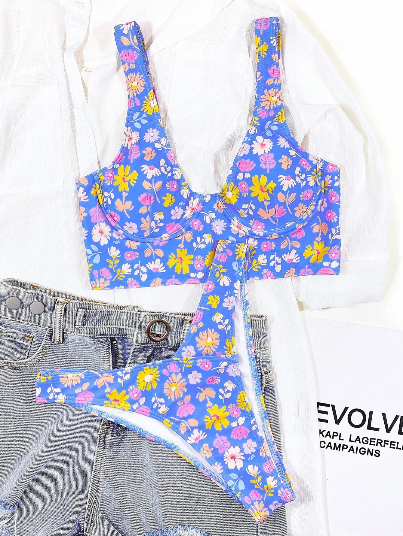 Bikini 2026 Sexy Swimwear Swimsuit Women Push Up Small Floral Blue Bikinis Set Bathing Suit Beach Bikini Female Banadores Mujer