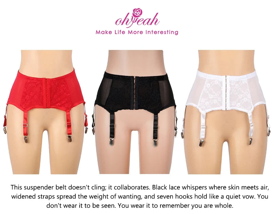 Ohyeah White Sexy Garter Belt Black Imitation Leather Lace Garter Suspenders Lingerie Hot Elastic High Waist Stocking Belt