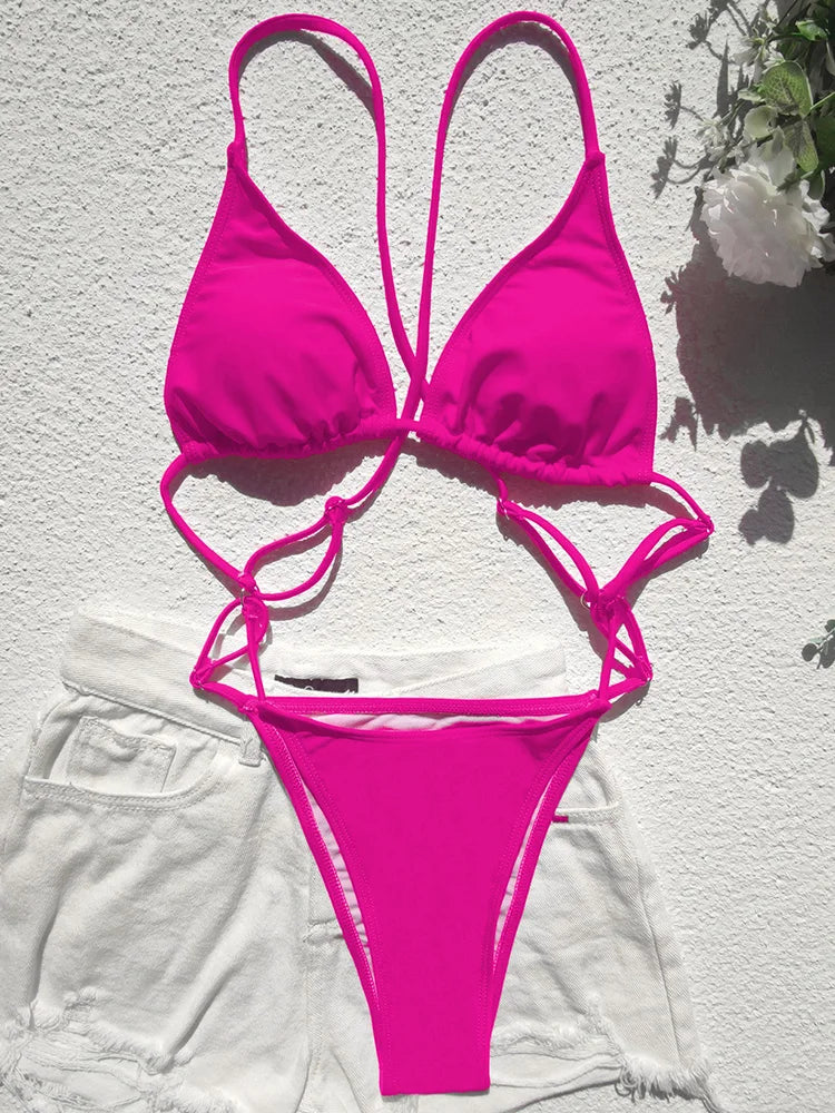 Extreme Mini One Piece Swimsuit Women G String Shiny Swimwear Female Micro Thong Monokini Bather Backless Bathing Suit Swim wear