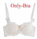 Sutiã Bralette French Pure Desire AB Cup para Pequenos Bustos Push Up Sem Arame Lace para Chubby Girl Bow Confortável Panty Set
