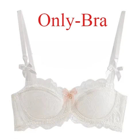 Sutiã Bralette French Pure Desire AB Cup para Pequenos Bustos Push Up Sem Arame Lace para Chubby Girl Bow Confortável Panty Set