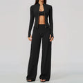 3 PCS Yoga Sets Women Long Sleeve Zipper Slim Jacket+sports Bra+high Waist Flare Pants Fitness Suits Gym Exercise Athletic Wear