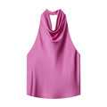 Women's Fashionable Sleeveless Halter Neck Top With Silk Satin Cowl Backless Sleeveless Blouse For Women Elegant Summer Top 3QM8