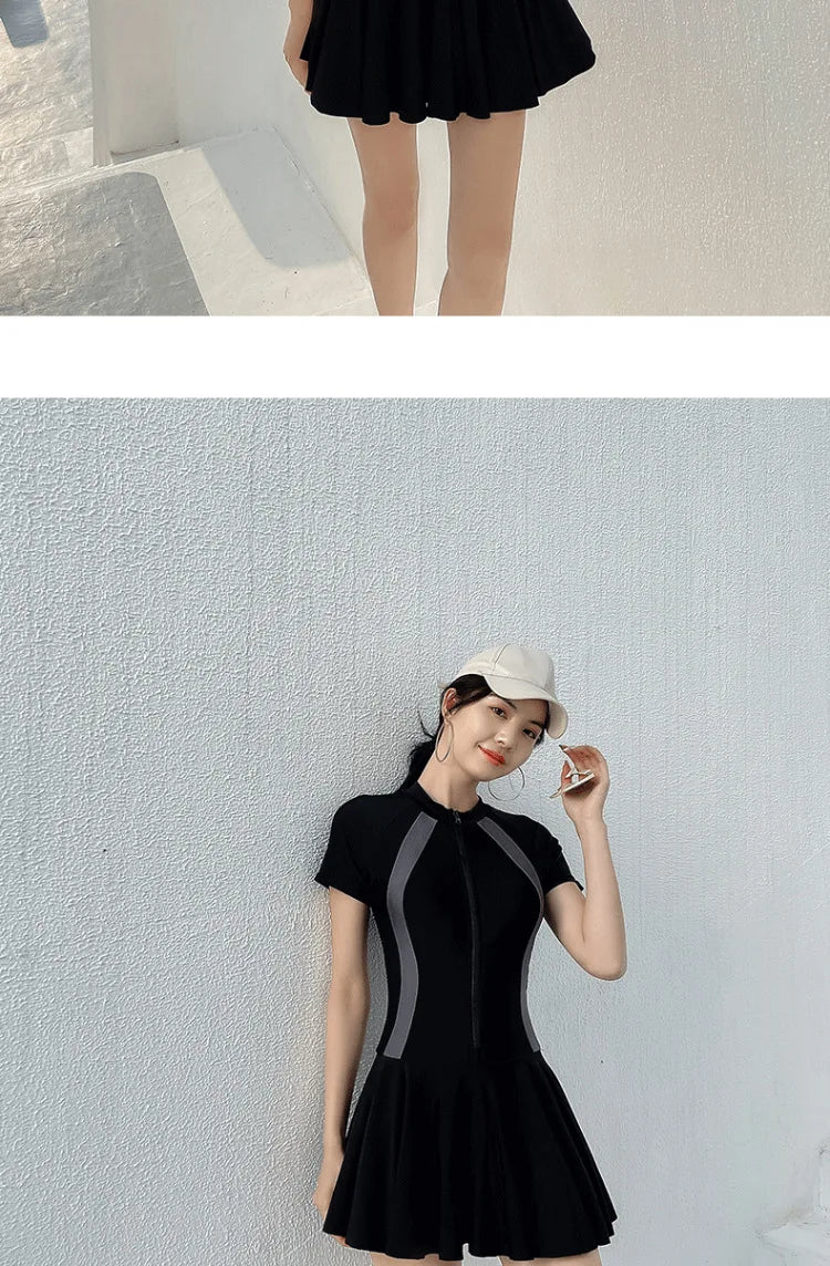 One Piece Swimsuit Skirt Style Plus Size Slimming and Belly Covering Style Hot Spring Bikini Swimsuit for Women